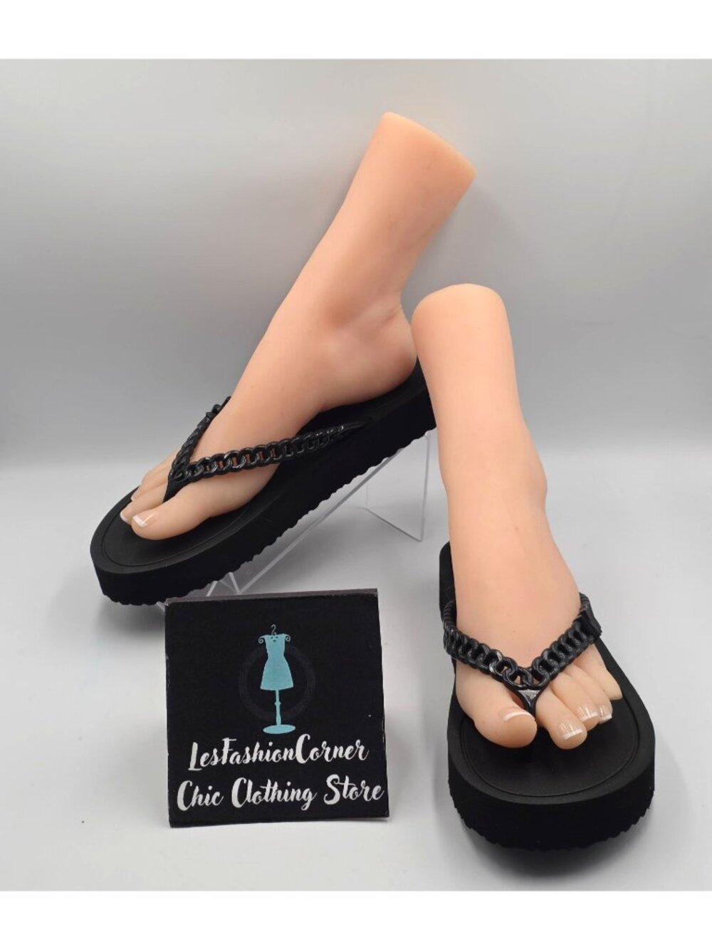 NWOB Michael Kors Women's Black Zaza Chain Link Platform Flip Flops Sz 10 3955